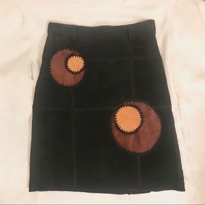 suede leather patchwork skirt